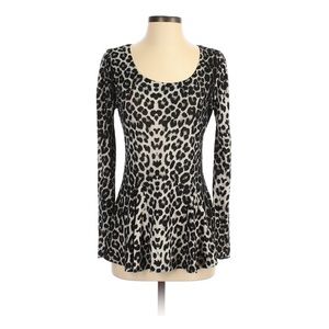 Allegra K Black and Gray Peplum Top